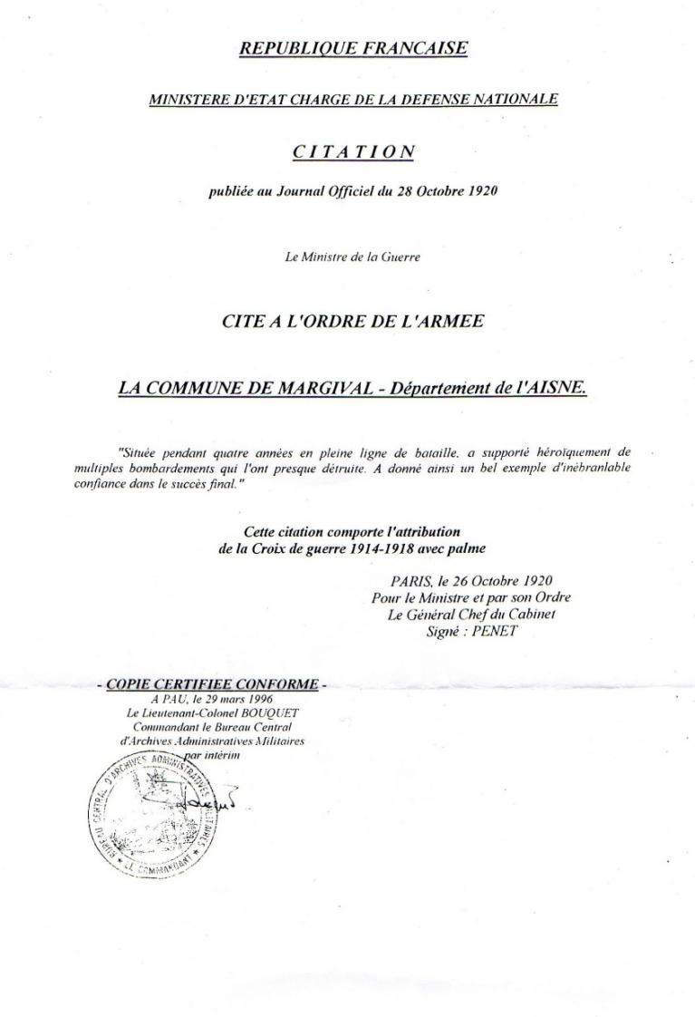 Citation De La Croix De Guerre Citation De La Croix De Guerre